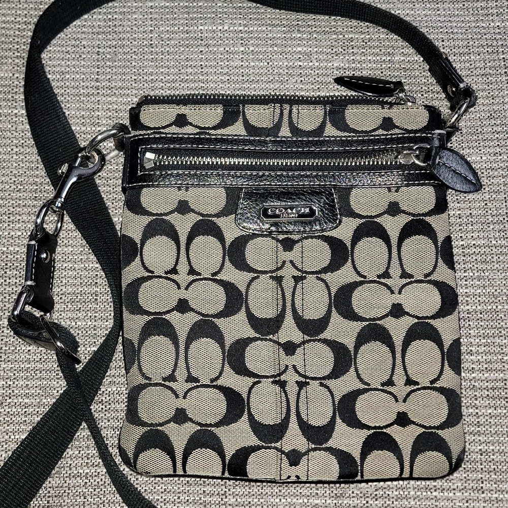 Authentic black/grey Coach fabric crossbody bag